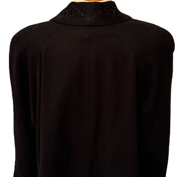 Vintage Alorna Coat Womens XL / 1X Black Wool Embroidered Open Front USA 60s - Picture 5 of 8